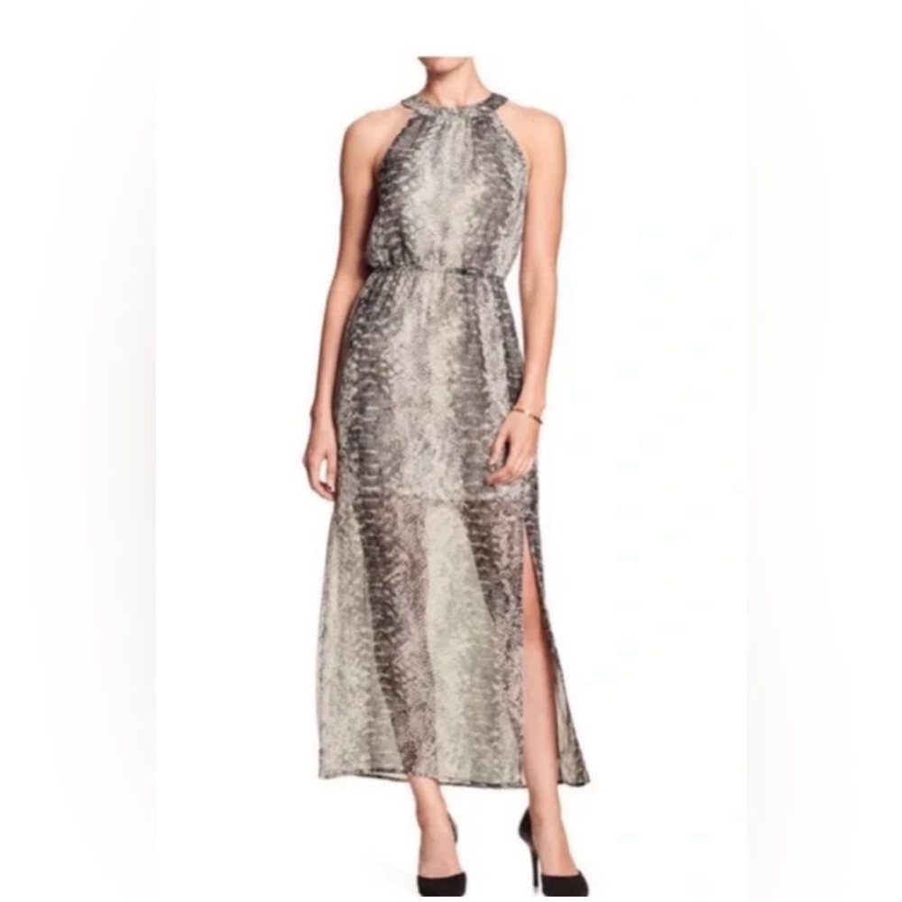 NWT !!!Banana Republic Women’s Size 14  Snake
Print Sheer Maxi Dress